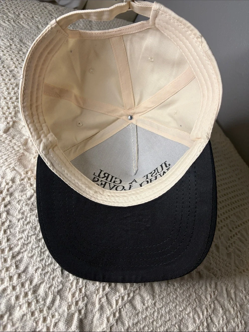 Just A Girl Who Loves Jesus Two-Tone Baseball Cap - Black & Cream